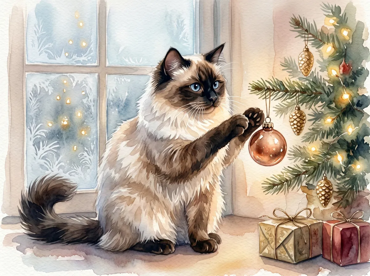 Ragdoll watercolor calendar month 12